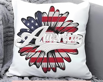 Motif de broderie patriotique tournesol américain