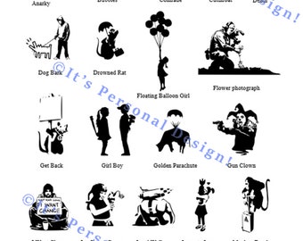 Ensemble Banksy Art SVG : 51 motifs urbains pour création et décoration