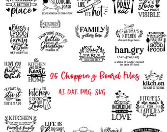 Lot de citations SVG sur une planche à découper : 20 modèles de cuisine à créer