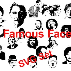 Lot de silhouettes de visages célèbres au format SVG : créations emblématiques de célébrités