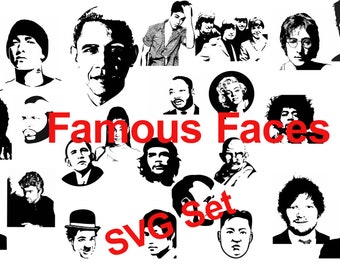 Famous Faces Silhouette SVG Bundle: Iconic Celebrity Designs for Crafting