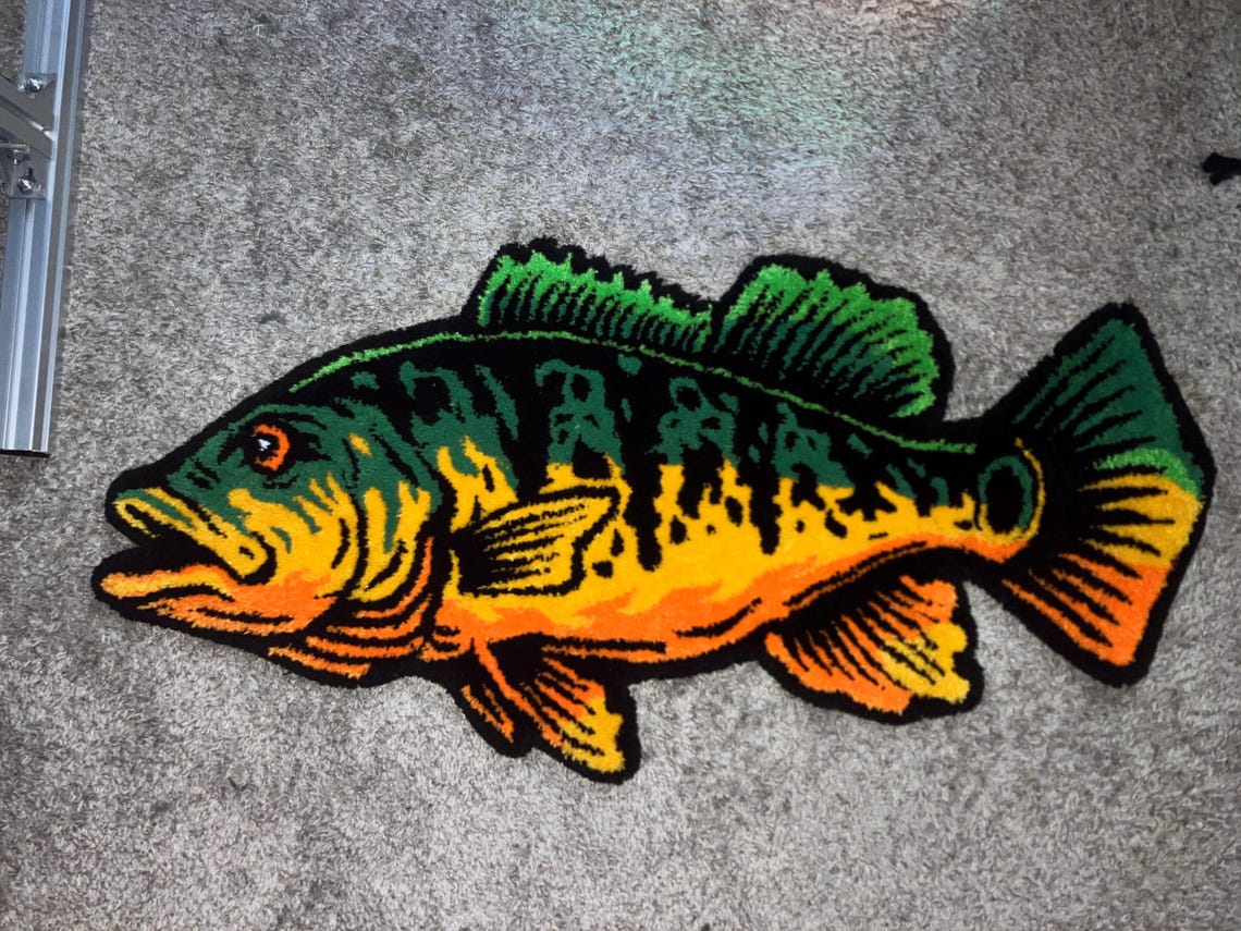 Fish Rug Bass Peacock Bass Fish Rug - Etsy