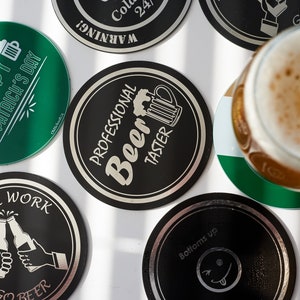 Divertidos posavasos de cerveza set regalo del Día de San Patricio - Round drink coasters mat housewarming gift