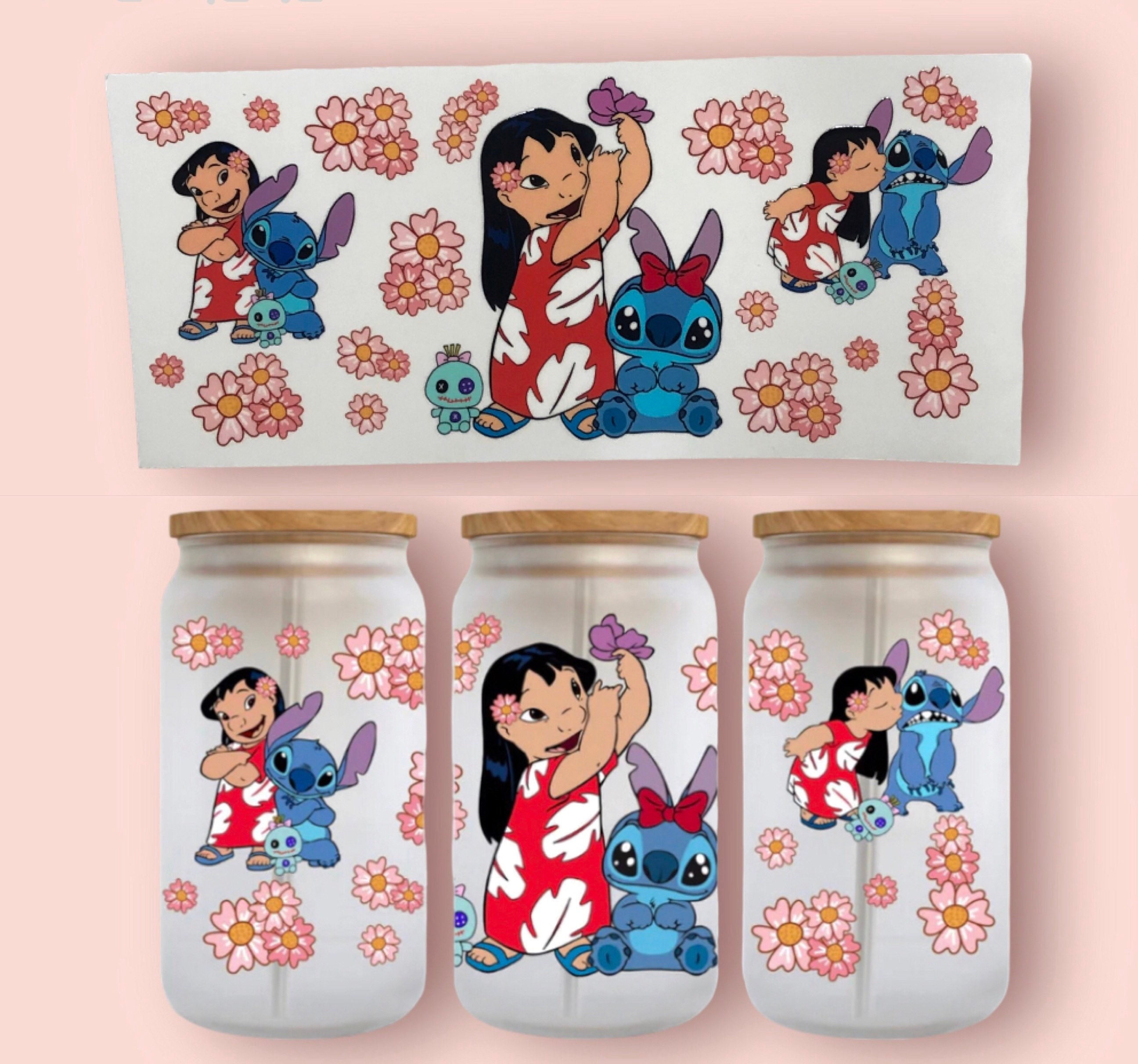 Cartoon Disney Lilo And Stitch UV DTF Stickers For Glass Cup