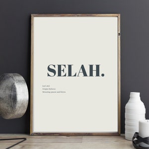 Selah Typography Print – Bible Quote Art, Typography Wall Decor, A2 A3 A4