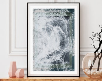 Abstract Coastal Waves Art Print – Modern Water & Sea Photography, A4 A3 A2, Contemporary Home Décor