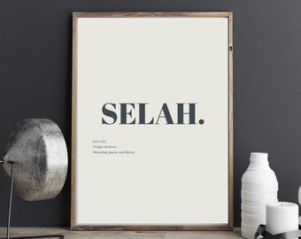 Selah Typography Print – Bible Quote Art, Typography Wall Decor, A2 A3 A4