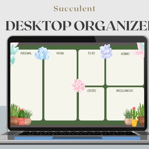 Aesthetic Desktop Organizer, Desktop Icon Organizer, Desktop Wallpaper, Succulent Desktop Wallpaper, Windows Wallpaper, Mac Wallpaper