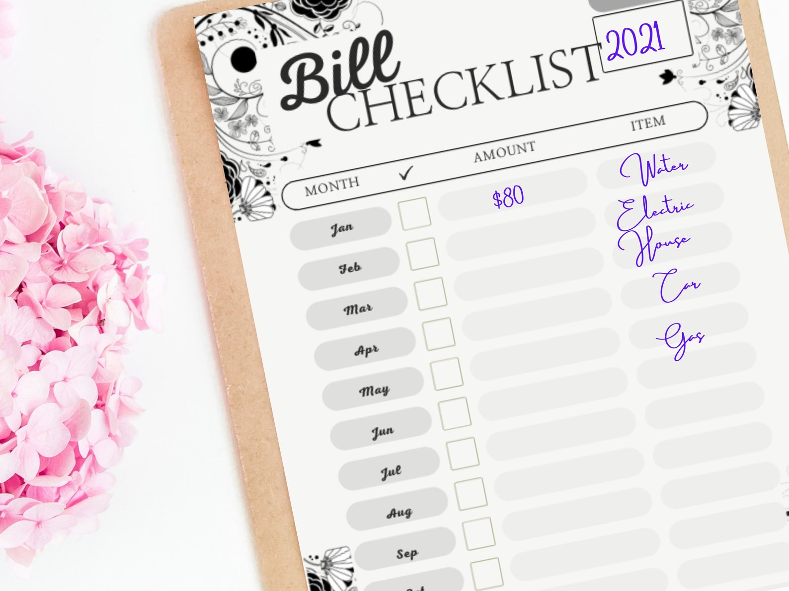Bill Tracker Printable. Bill Checklist. Monthly Bill Checklist. Bill