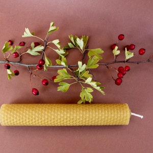 Beeswax honeycomb pillar candle, pure honey beeswax, cotton or jute wick, 20 cm or 7.9 in height, 3.2 cm or 1.3 width