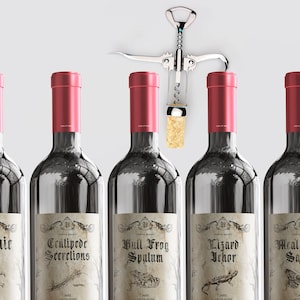 Vintage Halloween Wine Labels: Apothecary Potion Stickers