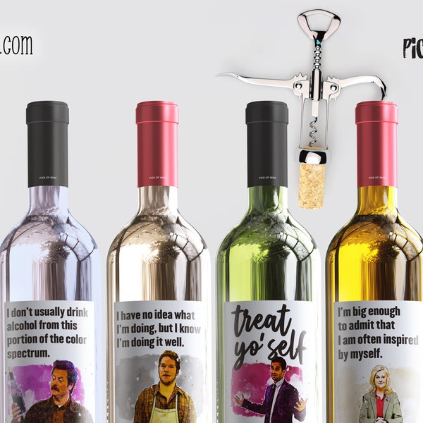 Parody Parks and Recreation Wine Label • Treat Yo Self • Leslie Knope • Snake Juice