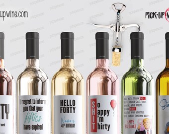 Funny Milestone Birthday Wine Labels: 30th, 40th, 50th