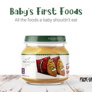Funny Fake Baby Food Labels - Baby Shower Gag Gift | Perfect Prank Gift for New Parents