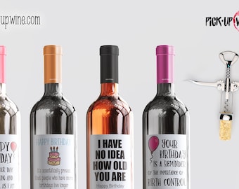 Birthday Wine Labels • Insulting Birthday Wine • Happy Birthday Gift • Funny Wine Stickers