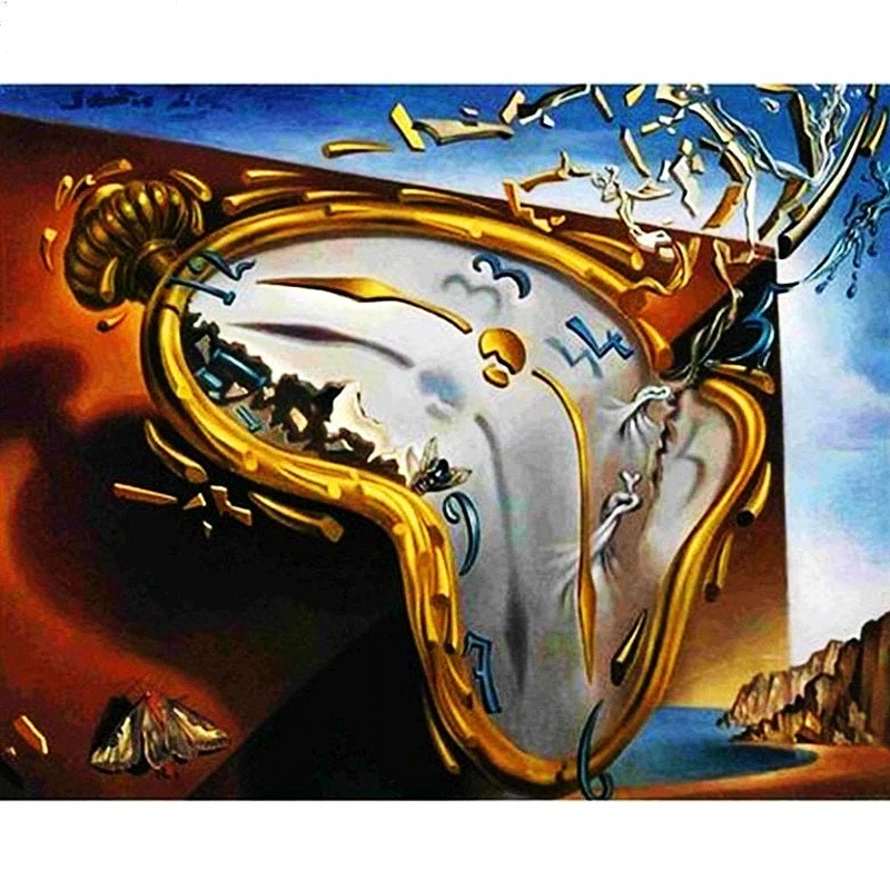 Surrealism Art Exploding Clock Salvador Dali DIY Oil Paint by Etsy UK