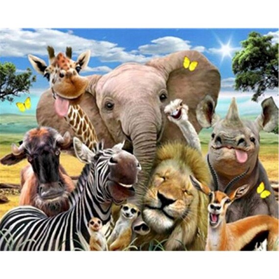 Grappige Afrikaanse dieren door nummers Kits Etsy België