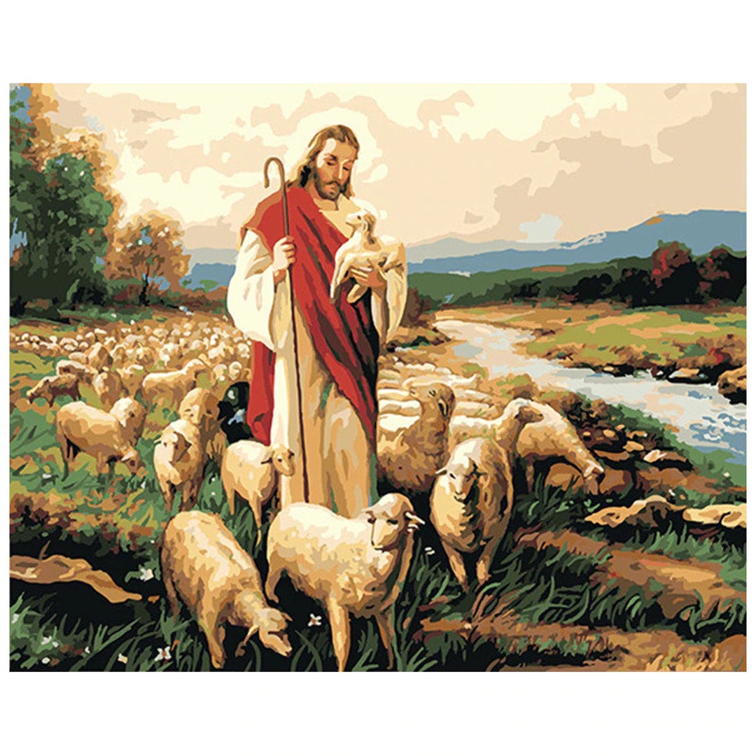 Jesus Christ the Good Shepherd DIY Color by Number Kit Adults ...