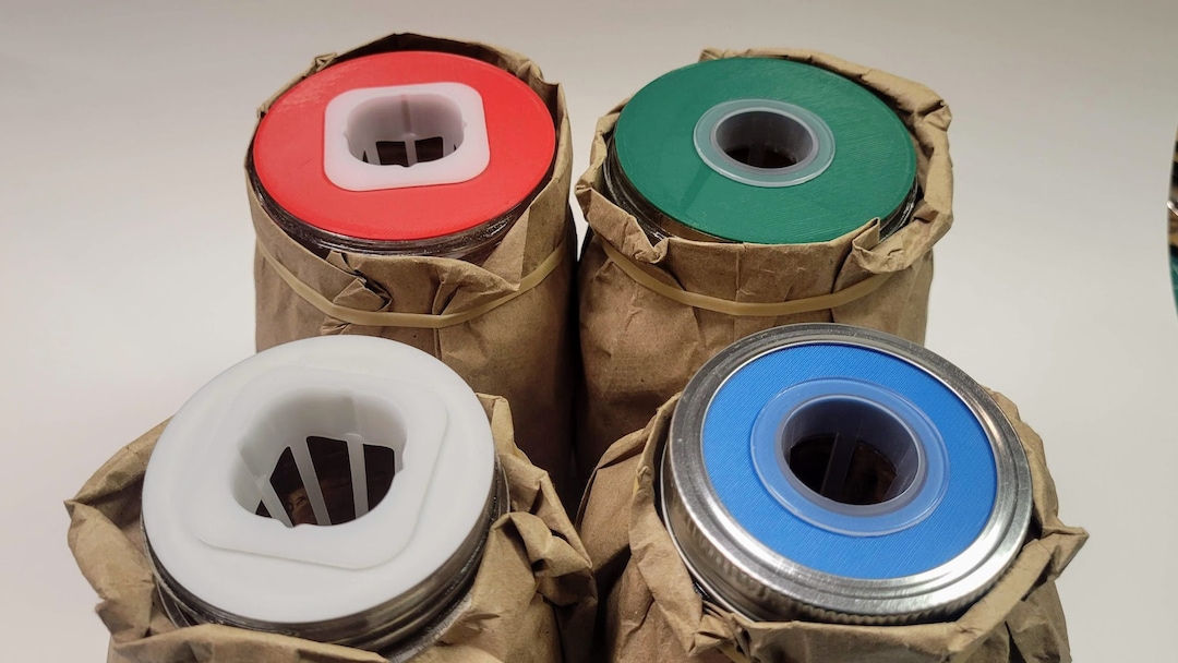 Set of 4 Idoo Pod Mason Jar Adapters for Kratky Gardening Available in