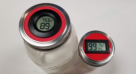 Set of 4 Hygrometer Lids for Wide and Regular Mouth Mason Jars. 