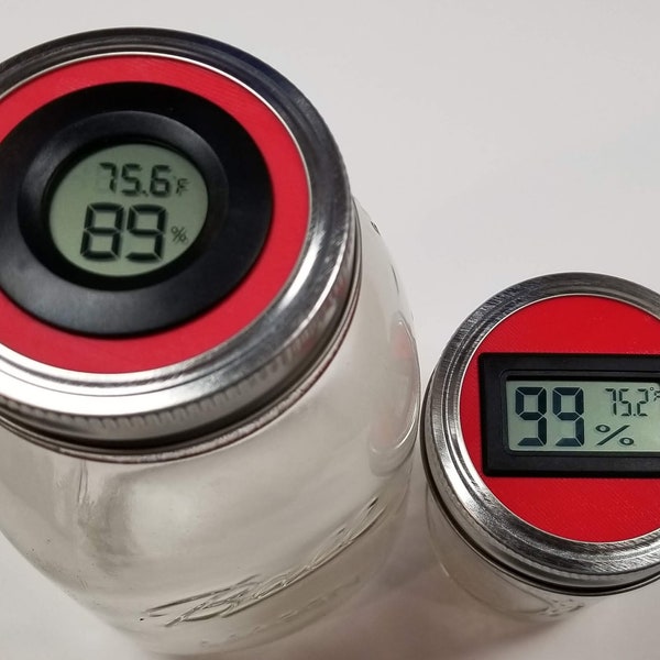 Set of 4 - Hygrometer Lids for Wide and Regular Mouth Mason Jars.