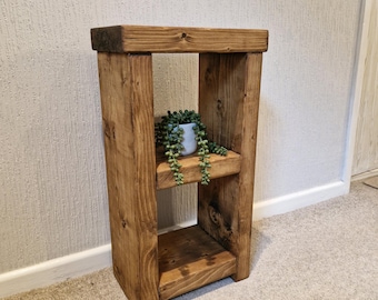 Rustic Farmhouse Style Double Shelf Solid Wood Side Table - Various Sizes & Colours Available