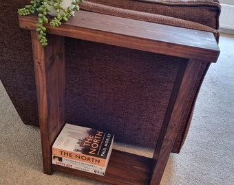 Solid Wood Narrow End Table: Sofa Side Table, Made in UK