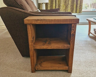 Rustic Farmhouse Style Double Shelf Solid Wood Side Table - Various Sizes & Colours Available
