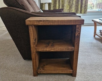 Rustic Farmhouse Style Double Shelf Solid Wood Side Table - Various Sizes & Colours Available