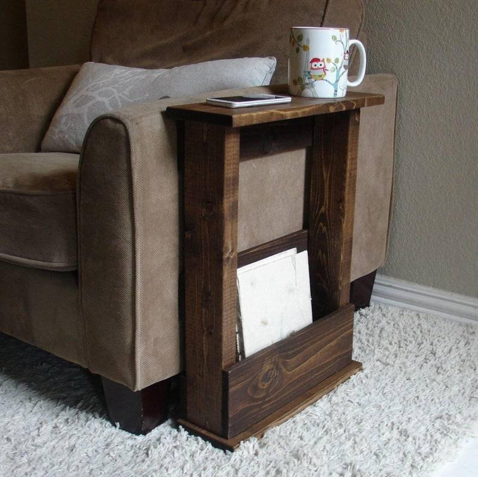 Solid Wood Narrow Side End Sofa Table With Storage Various Etsy