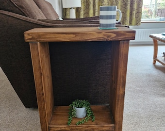 Rustic Farmhouse Style Solid Wood Side Table - Various Sizes & Colours Available