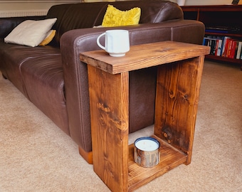 Solid Wood Narrow Side End Sofa Table With Storage Various Sizes & Colours Available - Etsy