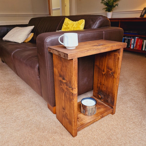 Solid Wood Side End Sofa Table - 24.5cm Deep - Various Sizes & Colours Available