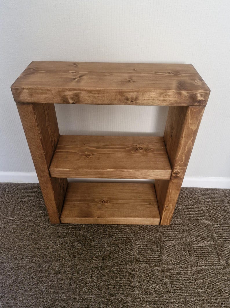 Rustic Solid Pine Side Table with Open Shelf Storage - Various Sizes & Colours Available bild 2