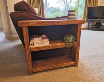 Solid Wood Double Shelf Sofa Side Unit - Various Sizes & Colours Available