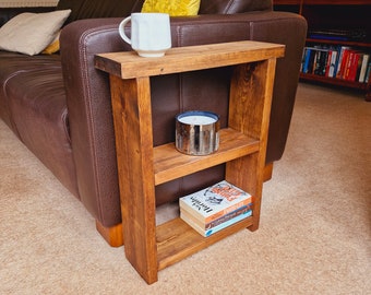 Solid Wood Double Shelf Sofa Table Narrow Side Table - Various Sizes & Colours Available