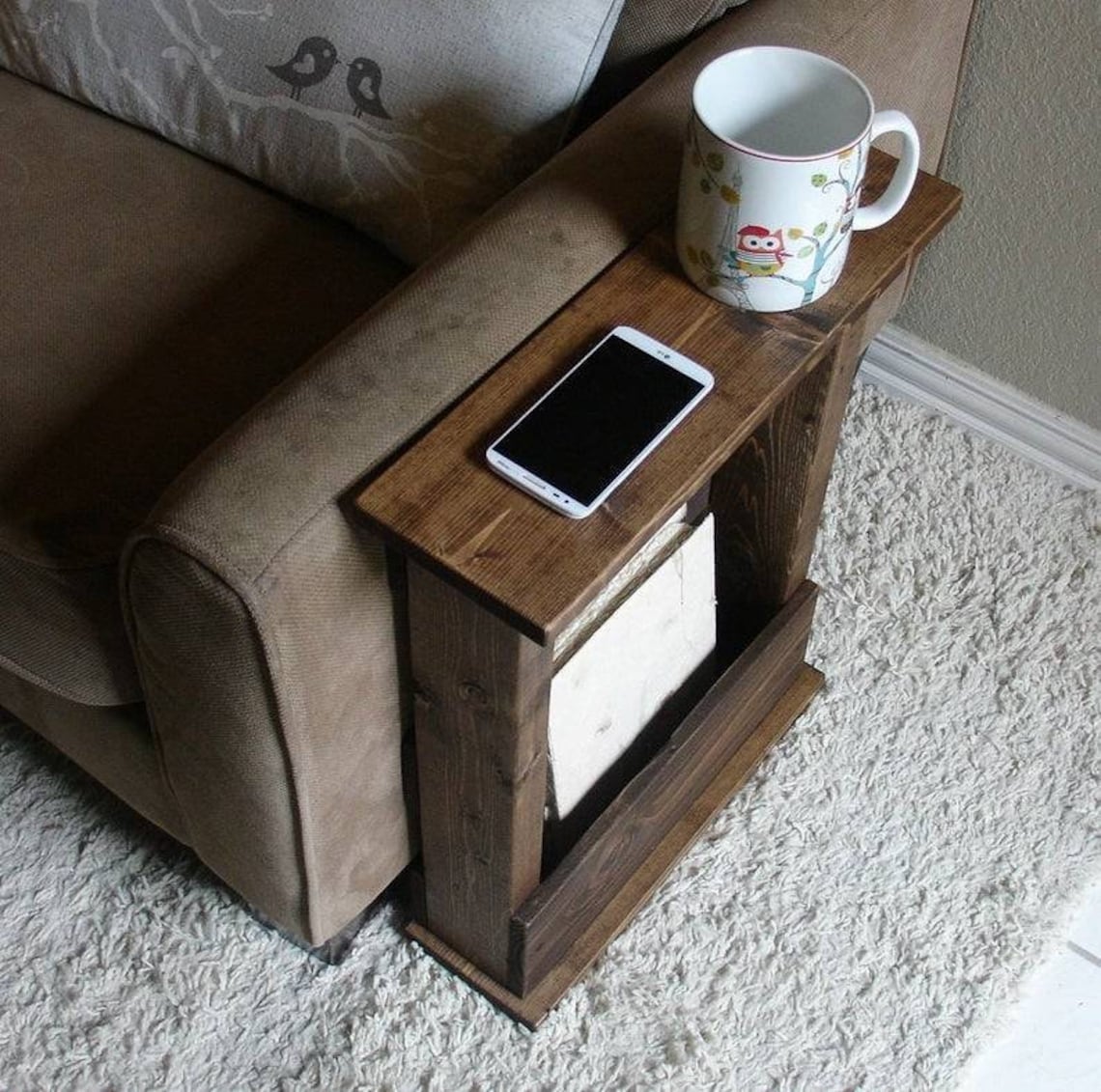Solid Wood Narrow Side End Sofa Table With Storage Various Etsy