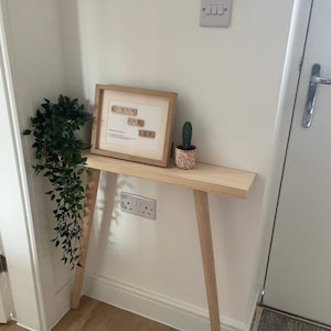 Solid Wood Apex Leg Narrow Console Table - Various Sizes & Colours - Made in UK