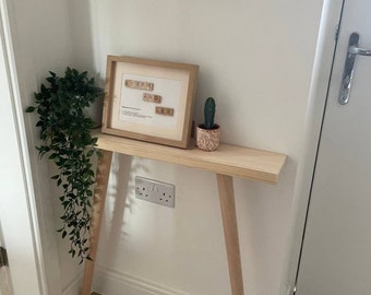 Solid Wood Apex Leg Narrow Console Table - Various Sizes & Colours - Made in UK