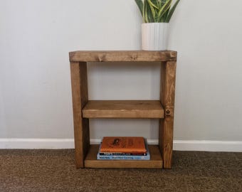 Rustic Solid Pine Side Table with Open Shelf Storage - Various Sizes & Colours Available