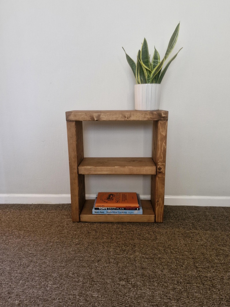 Rustic Solid Pine Side Table with Open Shelf Storage - Various Sizes & Colours Available bild 1