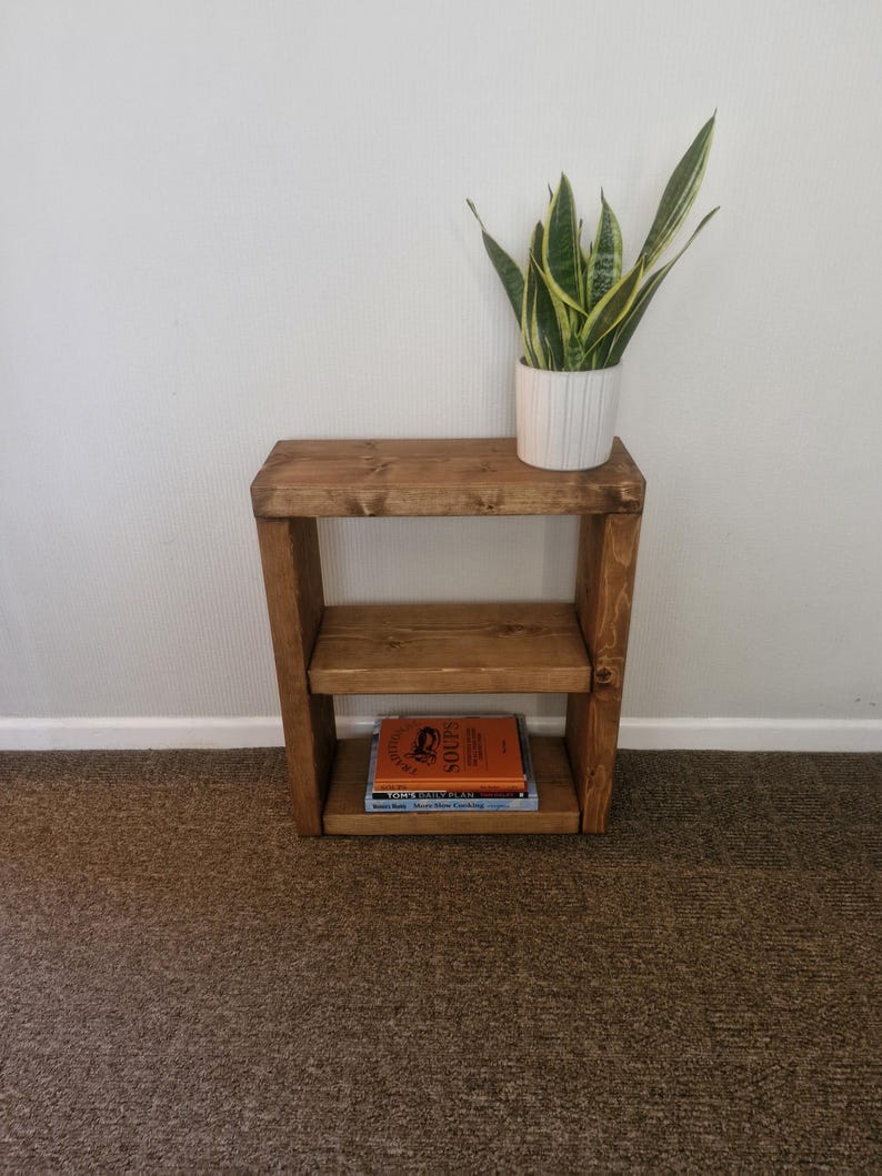 Rustic Solid Pine Side Table with Open Shelf Storage - Various Sizes & Colours Available bild 8