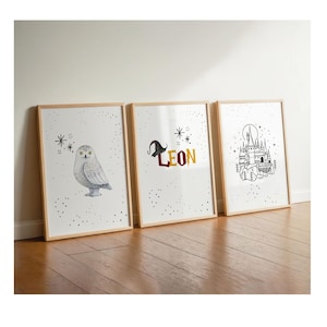 Poster Set Kinderzimmer, Zauberer Wandbilder, Zauberschule, 3er Bilderset Film, Kinderzimmderdeko, Posterset Wanddeko, Bild