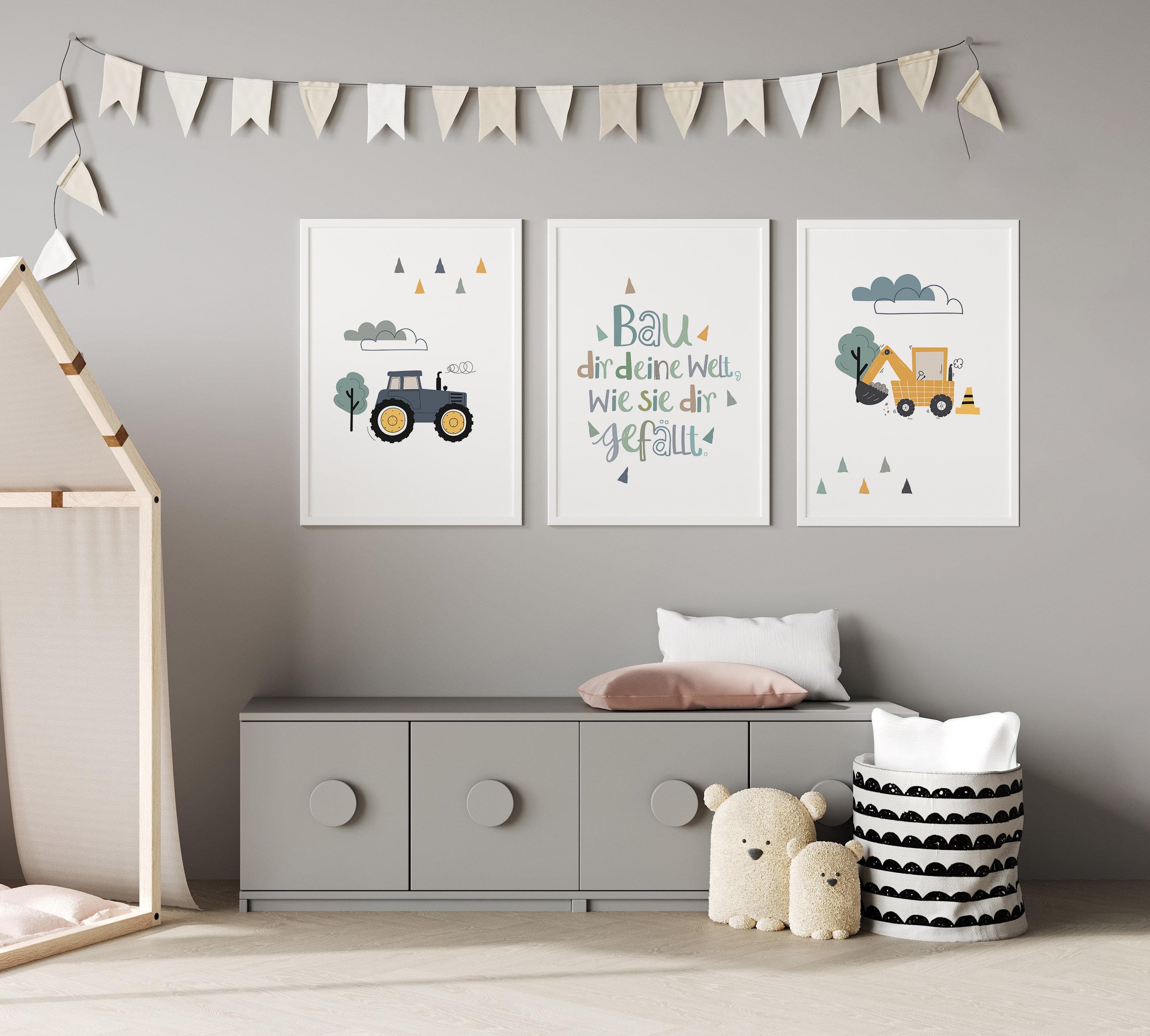 Samunshi Wandtattoo-Set 'Trecker & Fahrzeuge' – 17-teilige Kinderzimmer-Deko In Mehreren Farben