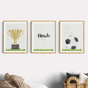 Children's room poster football, pictures set of 3, children's room decoration ball cup, gift toddler child teenager, teen room, football pictures