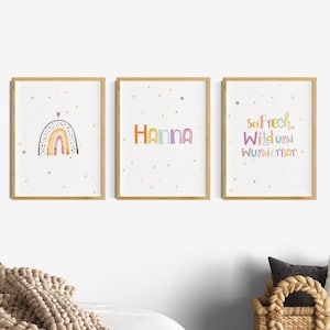 Imágenes para habitación infantil para niñas, juego de 3 carteles "Sé descarada, salvaje y maravillosa", dicho infantil, decoración para habitación infantil, cuadros para habitación de bebé, rosa, menta