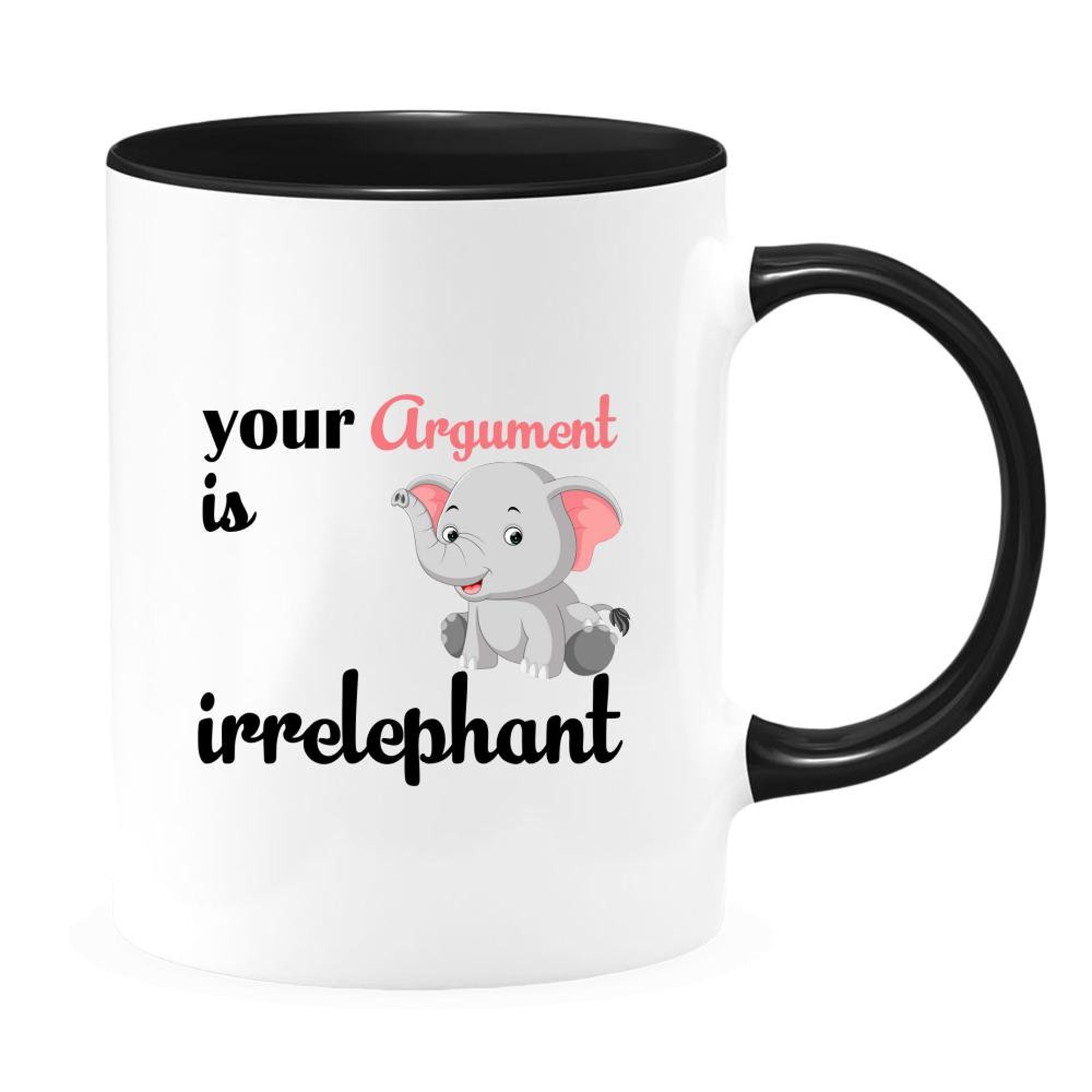 Discover Your Argument is Irrelephant Two-Tone Coffee Mug for Lawyers, Gift for Attorneys