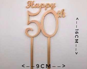 HAPPY 50th Cake Topper | Made from recycled plastic & biodegradable | 3D Printed