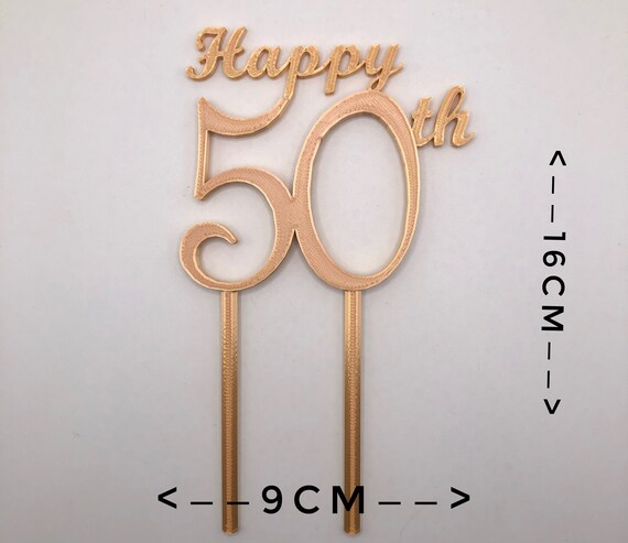 HAPPY 50th Cake Topper | Made from recycled plastic & biodegradable | 3D Printed