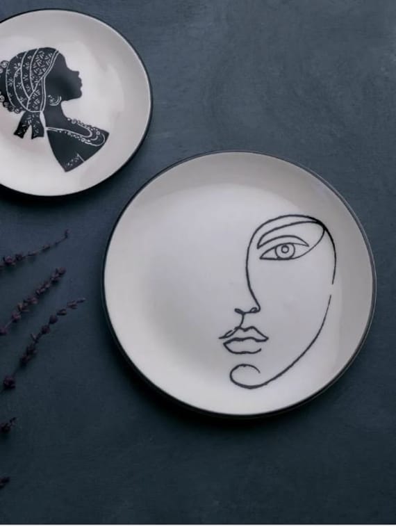 Face Ceramic Plate Modern Handmade Dish Dinner Plate Etsy